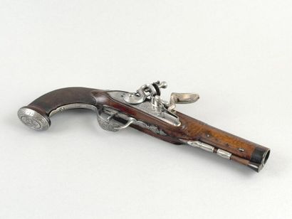 Pistolet à silex d'officier 
Canon rond,...