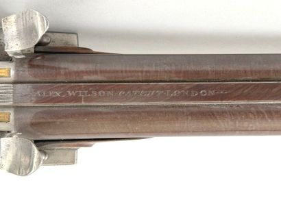 Long pistolet double à silex britannique....