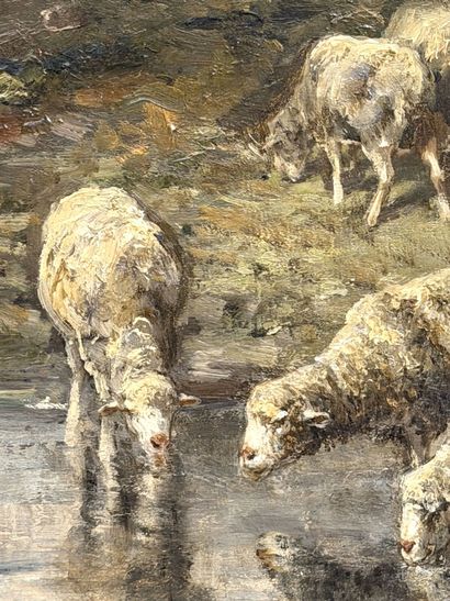 Charles JACQUE (1813–1894) 
Shepherdess and...