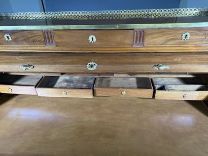 Mahogany cylinder-style secretary desk (on...