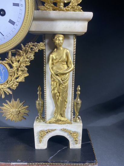 White and black marble pendulum clock with...