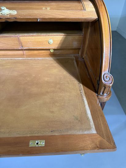 Mahogany cylinder-style secretary desk (on...