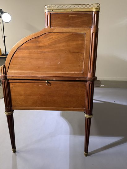 Mahogany cylinder-style secretary desk (on...