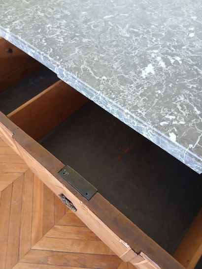 Center-recessed veneered wood chest of drawers...