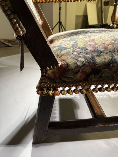 Stained walnut armchair with a reclining...