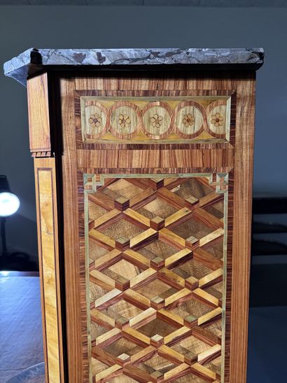 A drop-top secretary desk in marquetry and...