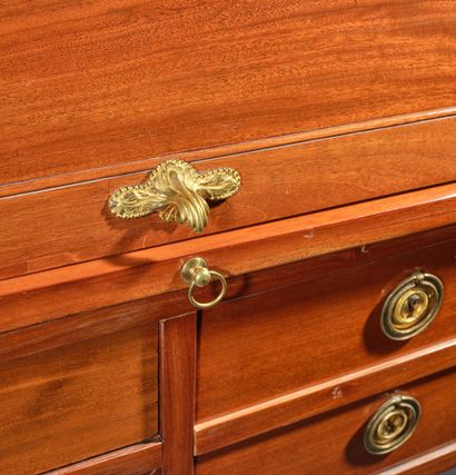 Mahogany cylinder-style secretary desk (on...
