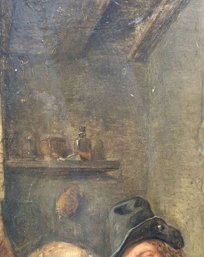 Suiveur de TENIERS 
Scène de taverne 
Panneau,...