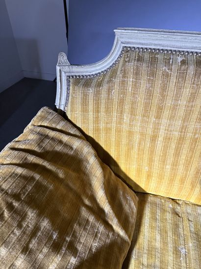 A set of six armchairs and one sofa, made...