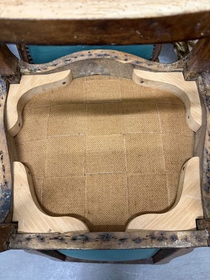 Four chairs in molded and carved beech, with...