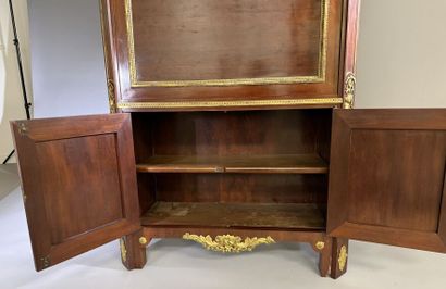 Mahogany and gilded bronze drop-leaf desk,...