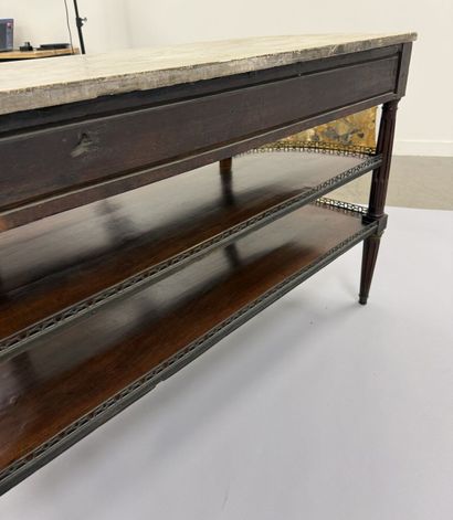 A pair of half-moon-shaped mahogany console...