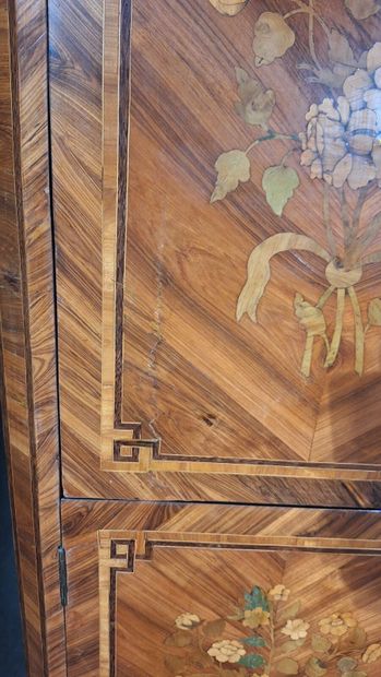 Wood veneer secretary desk opening via a...