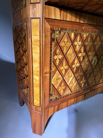 A drop-top secretary desk in marquetry and...