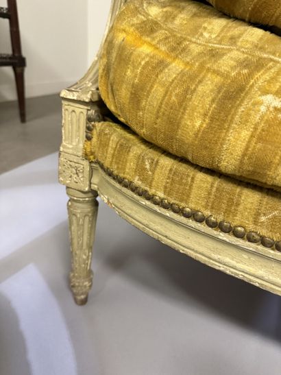 A set of six armchairs and one sofa, made...