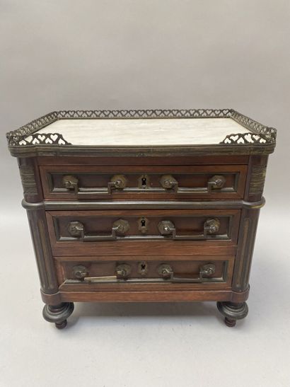 Mahogany doll’s or master’s chest with three...