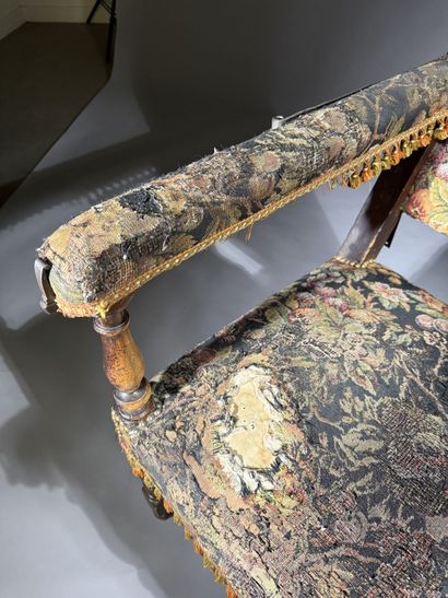 Stained walnut armchair with a reclining...