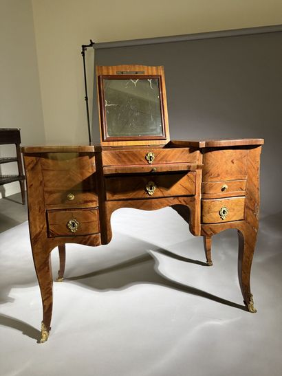 Rosewood dressing table with three hinged...