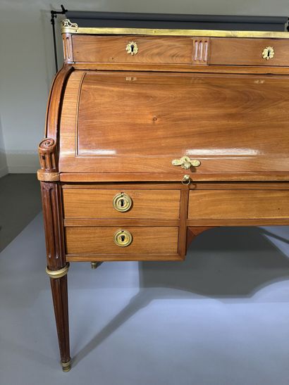 Mahogany cylinder-style secretary desk (on...