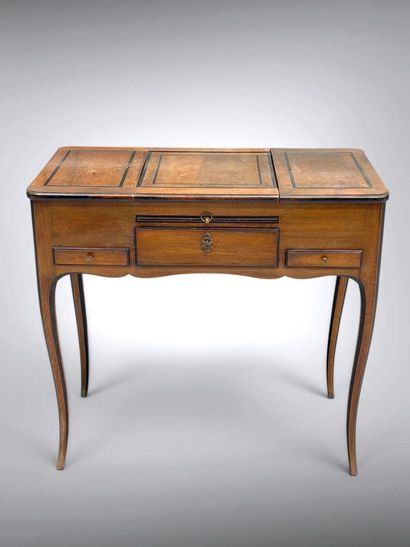 Vanity table in walnut and blackened wood,...