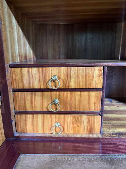 A drop-top secretary desk in marquetry and...