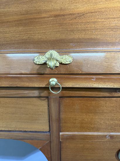 Mahogany cylinder-style secretary desk (on...