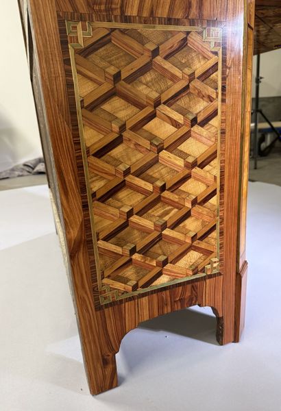 A drop-top secretary desk in marquetry and...