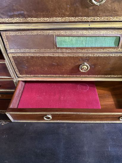 Mahogany and gilded bronze drop-leaf desk,...