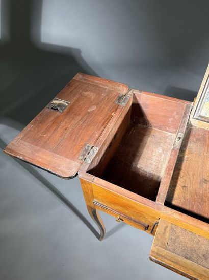 Vanity table in walnut and blackened wood,...
