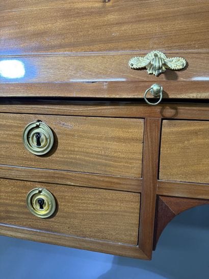 Mahogany cylinder-style secretary desk (on...