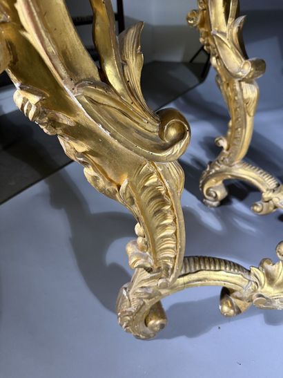Gilded wooden console table with openwork...