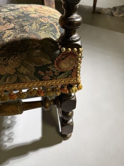 Stained walnut armchair with a reclining...