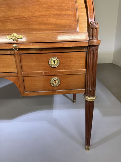 Mahogany cylinder-style secretary desk (on...