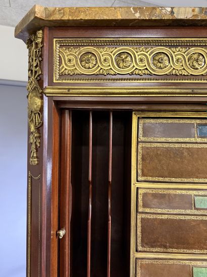 Mahogany and gilded bronze drop-leaf desk,...