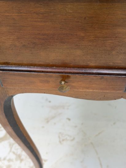 Vanity table in walnut and blackened wood,...