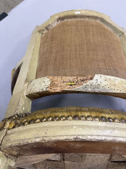 A set of six armchairs and one sofa, made...