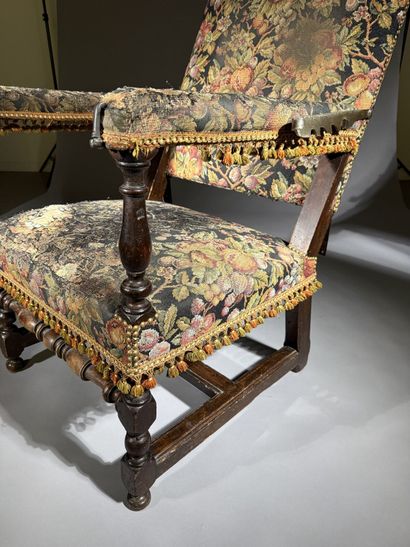 Stained walnut armchair with a reclining...
