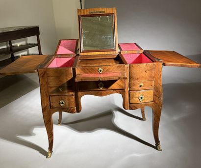 Rosewood dressing table with three hinged...