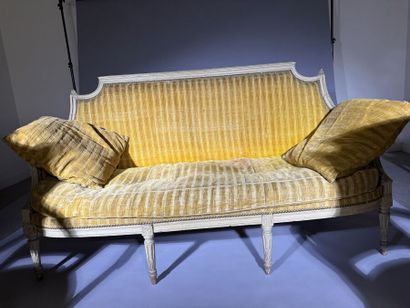 A set of six armchairs and one sofa, made...