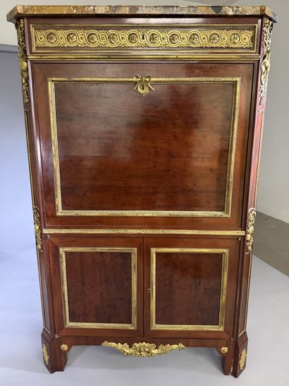 Mahogany and gilded bronze drop-leaf desk,...