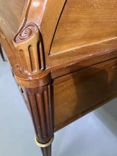 Mahogany cylinder-style secretary desk (on...