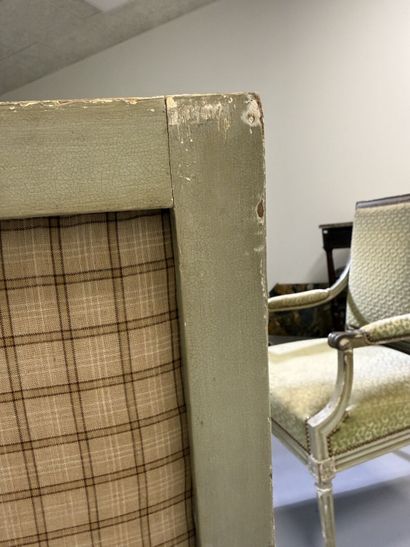 Pair of molded and painted beechwood armchairs...