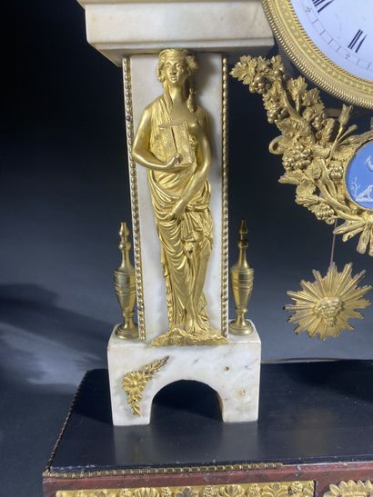 White and black marble pendulum clock with...