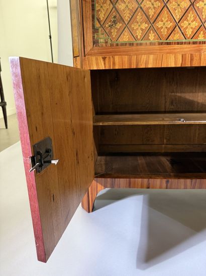 A drop-top secretary desk in marquetry and...