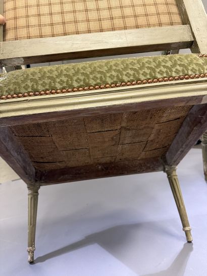 Pair of molded and painted beechwood armchairs...