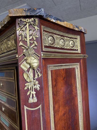 Mahogany and gilded bronze drop-leaf desk,...
