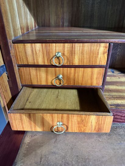 A drop-top secretary desk in marquetry and...