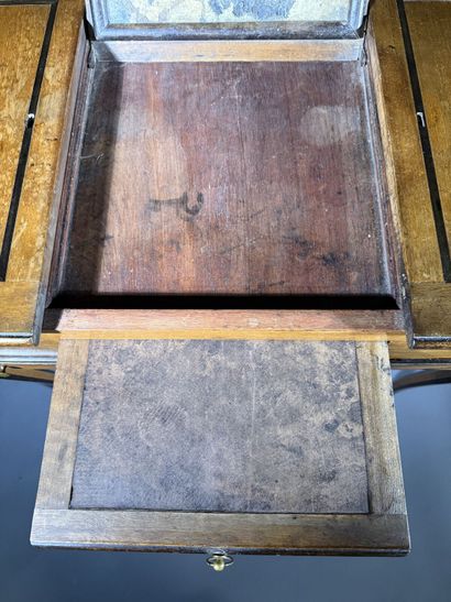 Vanity table in walnut and blackened wood,...