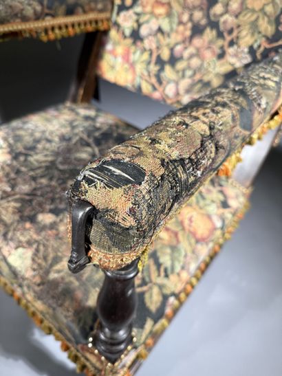 Stained walnut armchair with a reclining...