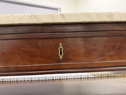 A pair of half-moon-shaped mahogany console...